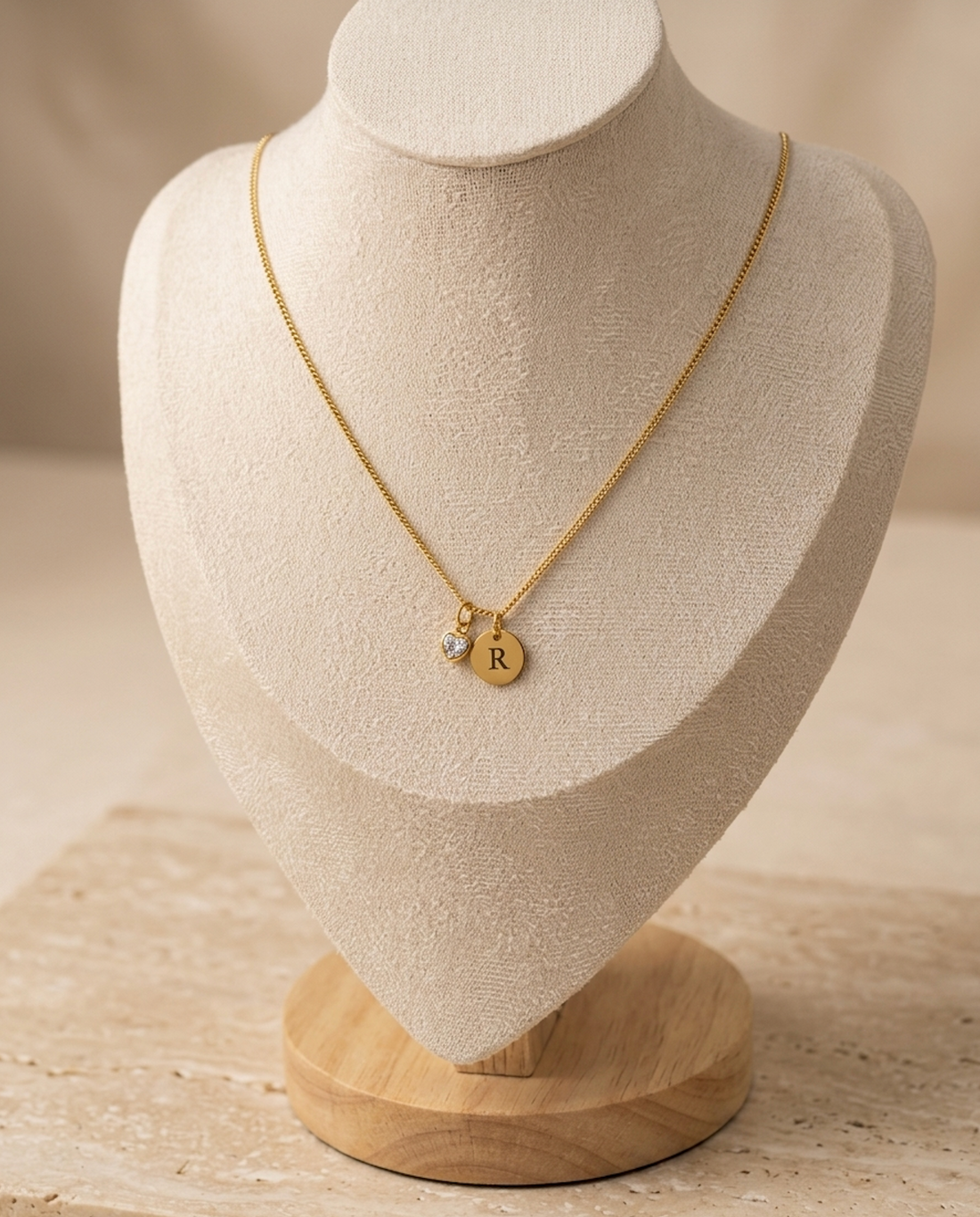 Ketting met Initiaal & Geboortesteen (hart)
