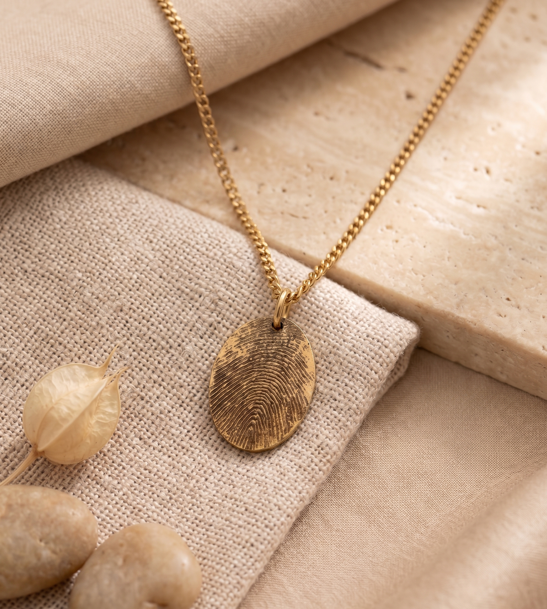Ketting met vingerafdruk (ovaal)