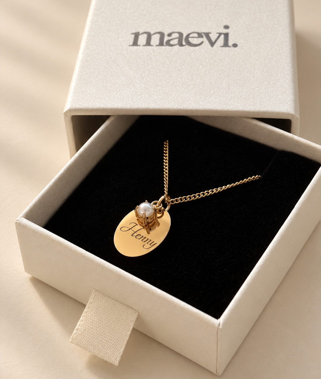 Ketting met Naam & Geboortesteen (ovaal)